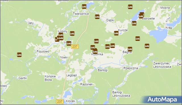 mapa Koślinka gmina Tuchola, Koślinka gmina Tuchola na mapie Targeo