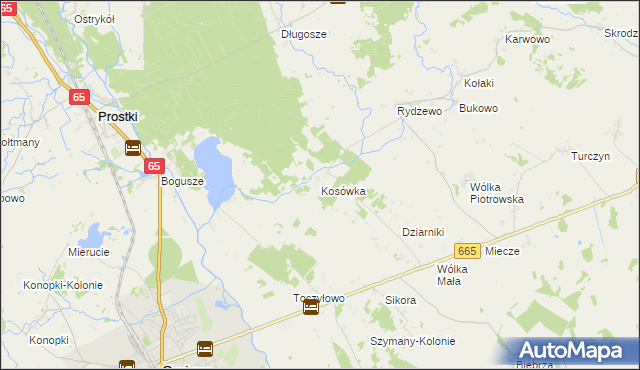 mapa Kosówka gmina Rajgród, Kosówka gmina Rajgród na mapie Targeo