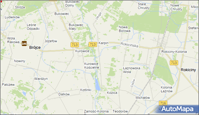 mapa Kotliny gmina Brójce, Kotliny gmina Brójce na mapie Targeo