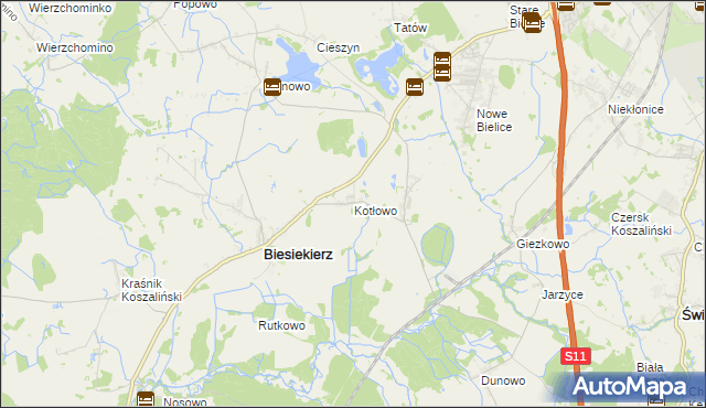 mapa Kotłowo gmina Biesiekierz, Kotłowo gmina Biesiekierz na mapie Targeo