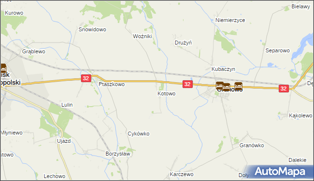 mapa Kotowo gmina Granowo, Kotowo gmina Granowo na mapie Targeo