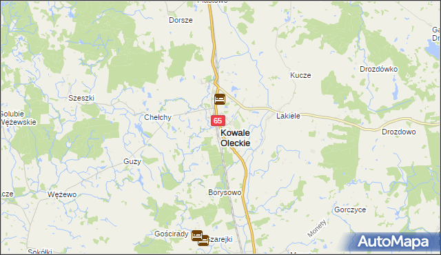 mapa Kowale Oleckie, Kowale Oleckie na mapie Targeo