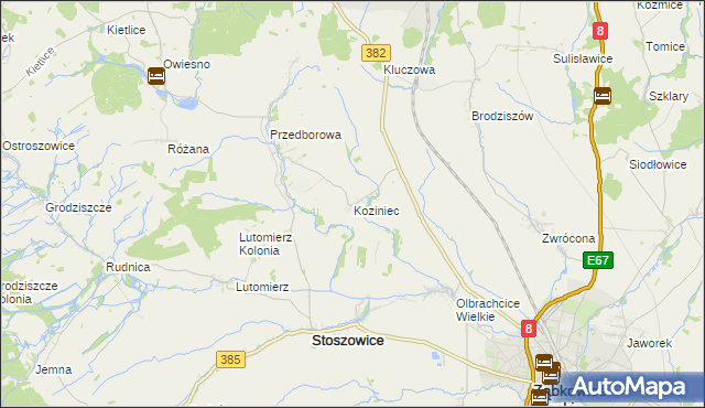 mapa Koziniec gmina Ząbkowice Śląskie, Koziniec gmina Ząbkowice Śląskie na mapie Targeo