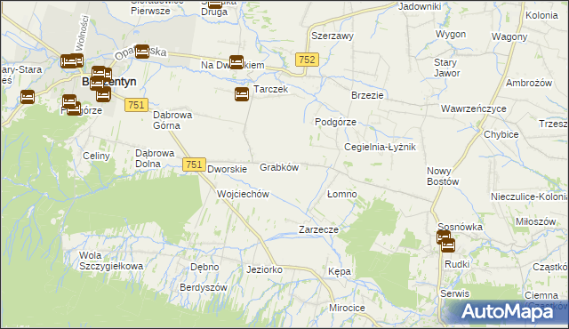 mapa Krajków gmina Pawłów, Krajków gmina Pawłów na mapie Targeo
