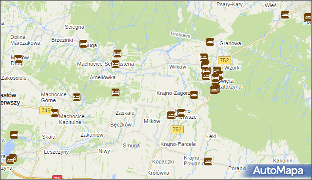 mapa Krajno-Zagórze, Krajno-Zagórze na mapie Targeo