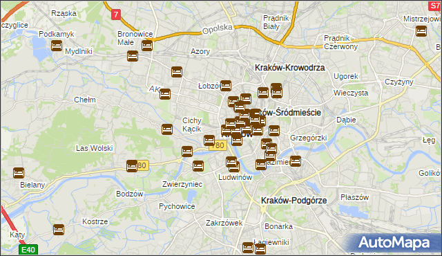 mapa Krakowa, Kraków na mapie Targeo