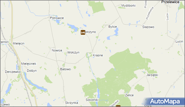 mapa Krasne gmina Lipiany, Krasne gmina Lipiany na mapie Targeo