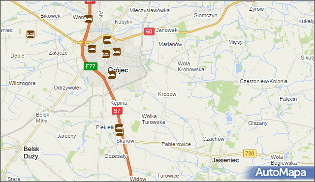 mapa Krobów, Krobów na mapie Targeo