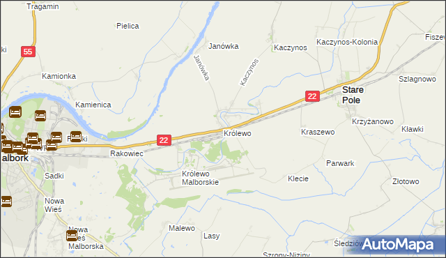 mapa Królewo gmina Stare Pole, Królewo gmina Stare Pole na mapie Targeo