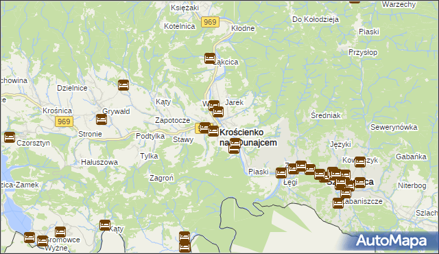 mapa Krościenko nad Dunajcem, Krościenko nad Dunajcem na mapie Targeo