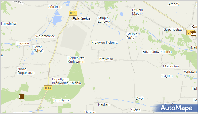 mapa Krzywice gmina Chełm, Krzywice gmina Chełm na mapie Targeo
