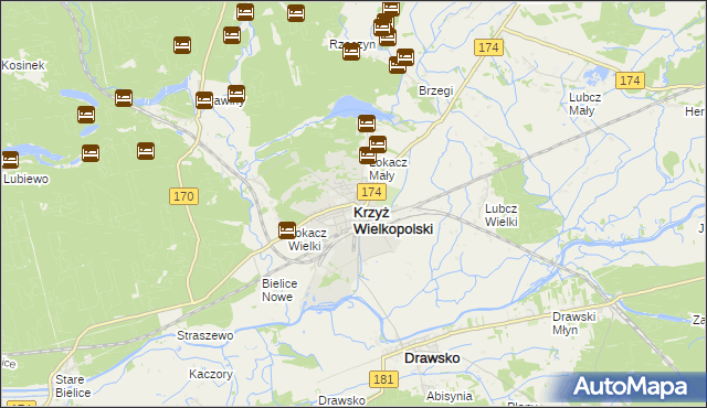 mapa Krzyż Wielkopolski, Krzyż Wielkopolski na mapie Targeo
