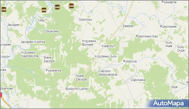 mapa Krzyżewo-Jurki, Krzyżewo-Jurki na mapie Targeo