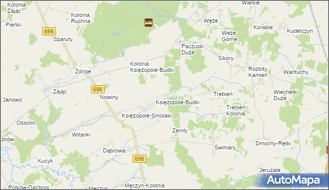 mapa Księżopole-Komory, Księżopole-Komory na mapie Targeo