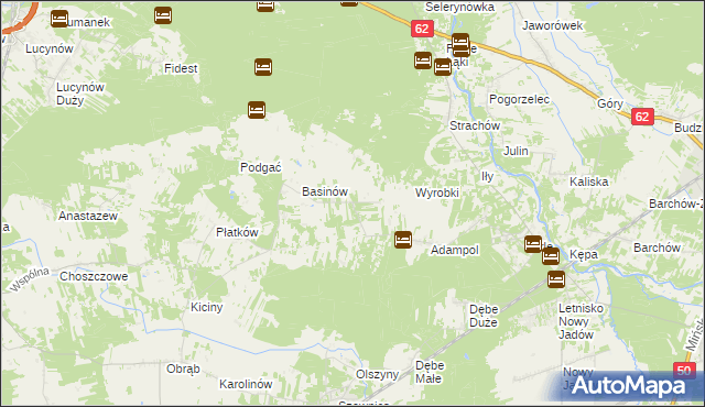 mapa Kukawki gmina Jadów, Kukawki gmina Jadów na mapie Targeo