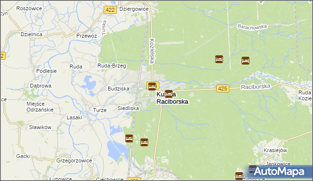 mapa Kuźnia Raciborska, Kuźnia Raciborska na mapie Targeo