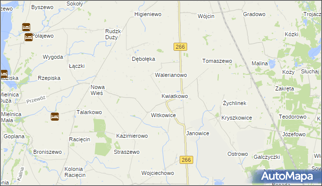 mapa Kwiatkowo gmina Wierzbinek, Kwiatkowo gmina Wierzbinek na mapie Targeo