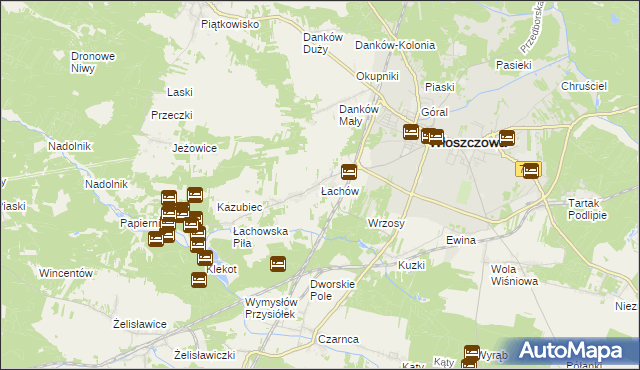mapa Łachów gmina Włoszczowa, Łachów gmina Włoszczowa na mapie Targeo