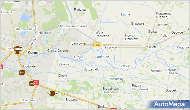 mapa Ladorudz gmina Krzymów, Ladorudz gmina Krzymów na mapie Targeo