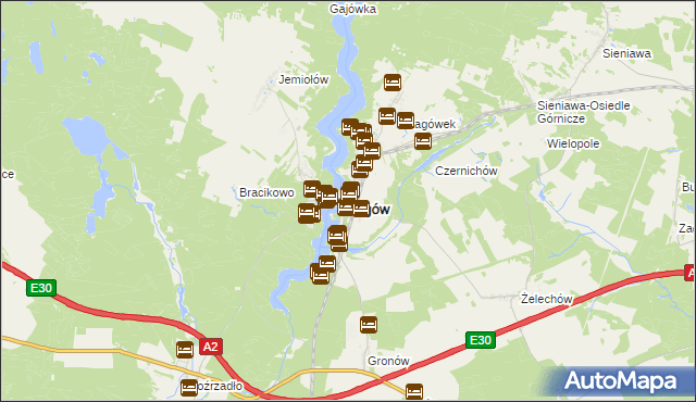 mapa Łagów powiat świebodziński, Łagów powiat świebodziński na mapie Targeo