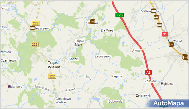 mapa Łaguszewo, Łaguszewo na mapie Targeo