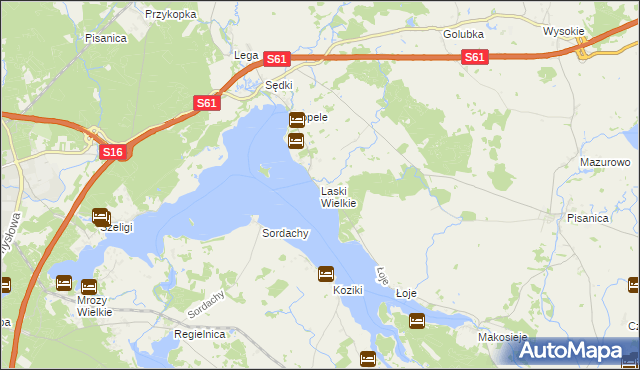 mapa Laski Wielkie gmina Kalinowo, Laski Wielkie gmina Kalinowo na mapie Targeo