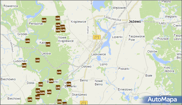 mapa Laskowice gmina Jeżewo, Laskowice gmina Jeżewo na mapie Targeo