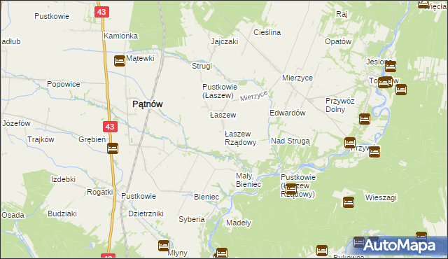 mapa Łaszew Rządowy, Łaszew Rządowy na mapie Targeo