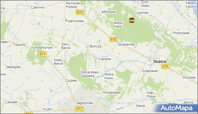 mapa Łaziska gmina Słubice, Łaziska gmina Słubice na mapie Targeo