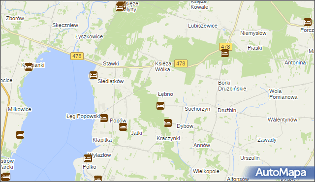 mapa Łębno, Łębno na mapie Targeo