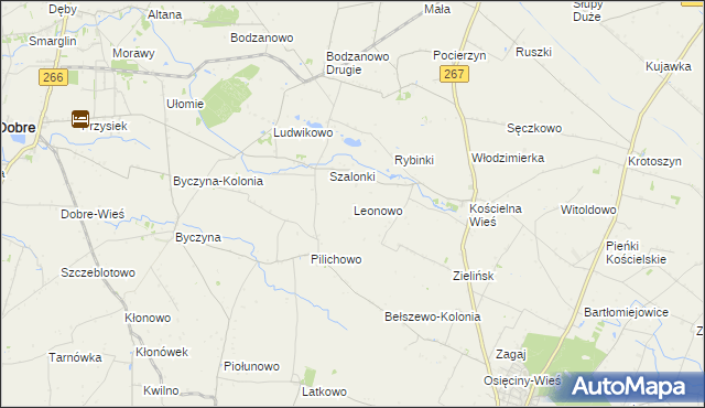 mapa Leonowo gmina Osięciny, Leonowo gmina Osięciny na mapie Targeo