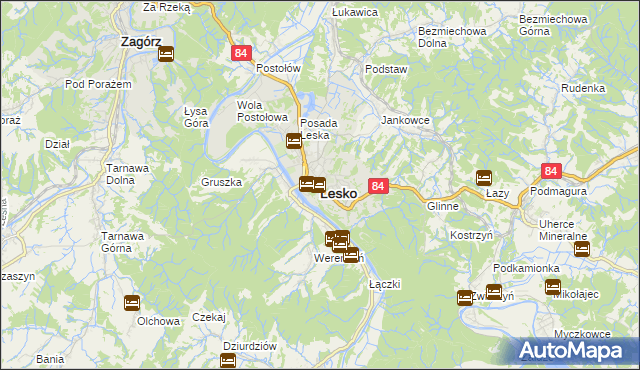 mapa Lesko, Lesko na mapie Targeo