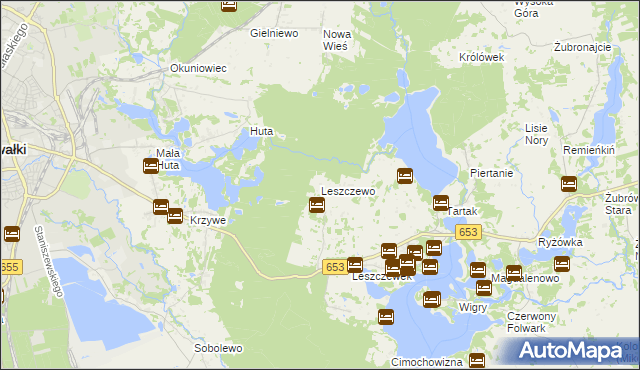 mapa Leszczewo gmina Suwałki, Leszczewo gmina Suwałki na mapie Targeo