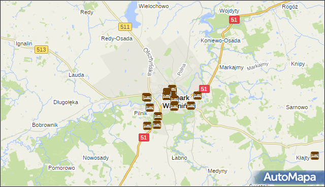 mapa Lidzbark Warmiński, Lidzbark Warmiński na mapie Targeo
