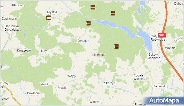 mapa Lipińskie gmina Biała Piska, Lipińskie gmina Biała Piska na mapie Targeo