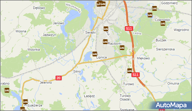 mapa Lipnica gmina Szczecinek, Lipnica gmina Szczecinek na mapie Targeo
