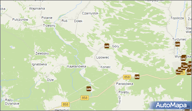 mapa Lipowiec gmina Tereszpol, Lipowiec gmina Tereszpol na mapie Targeo