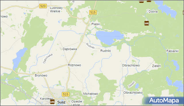 mapa Lisiec gmina Susz, Lisiec gmina Susz na mapie Targeo