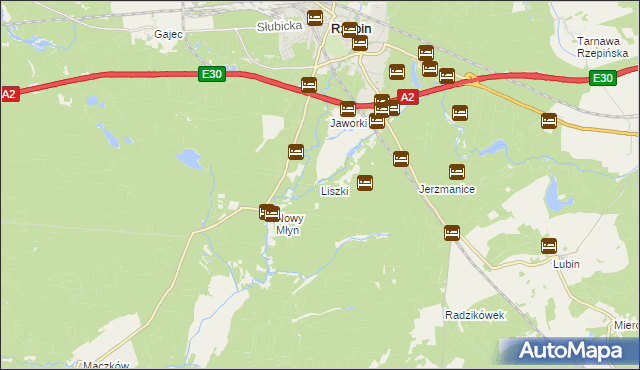 mapa Liszki gmina Rzepin, Liszki gmina Rzepin na mapie Targeo