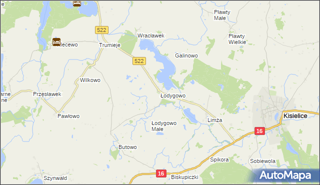 mapa Łodygowo gmina Kisielice, Łodygowo gmina Kisielice na mapie Targeo