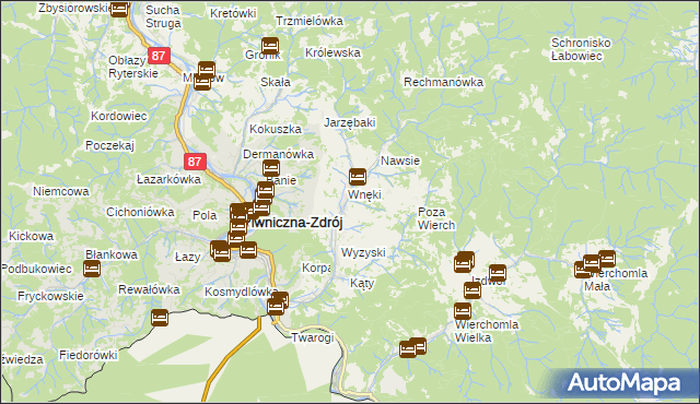 mapa Łomnica-Zdrój, Łomnica-Zdrój na mapie Targeo