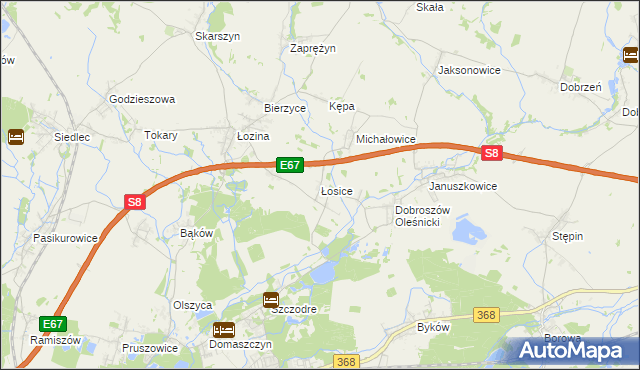 mapa Łosice gmina Długołęka, Łosice gmina Długołęka na mapie Targeo