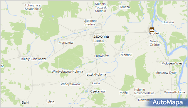 mapa Ludwinów gmina Jabłonna Lacka, Ludwinów gmina Jabłonna Lacka na mapie Targeo