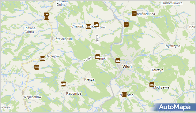 mapa Łupki gmina Wleń, Łupki gmina Wleń na mapie Targeo
