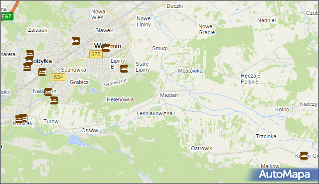 mapa Majdan gmina Wołomin, Majdan gmina Wołomin na mapie Targeo