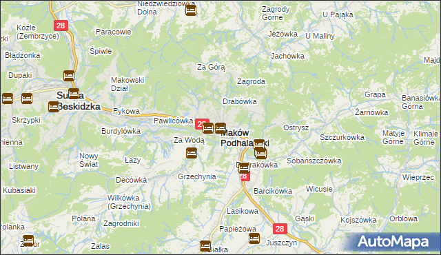mapa Maków Podhalański, Maków Podhalański na mapie Targeo