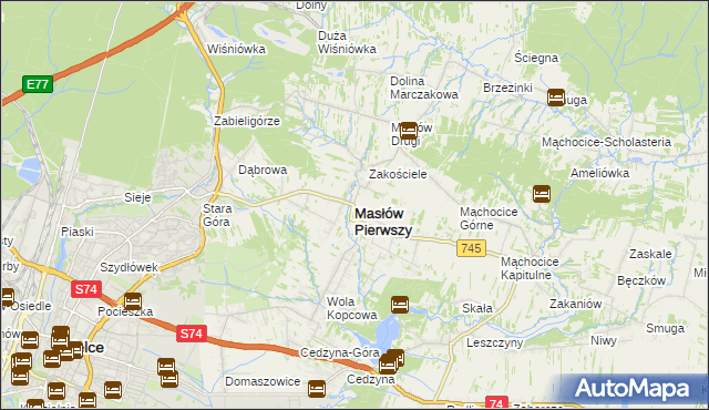 mapa Masłów Pierwszy, Masłów Pierwszy na mapie Targeo
