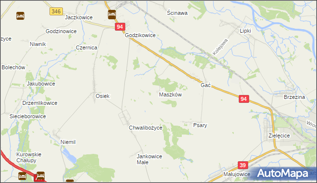 mapa Maszków gmina Oława, Maszków gmina Oława na mapie Targeo