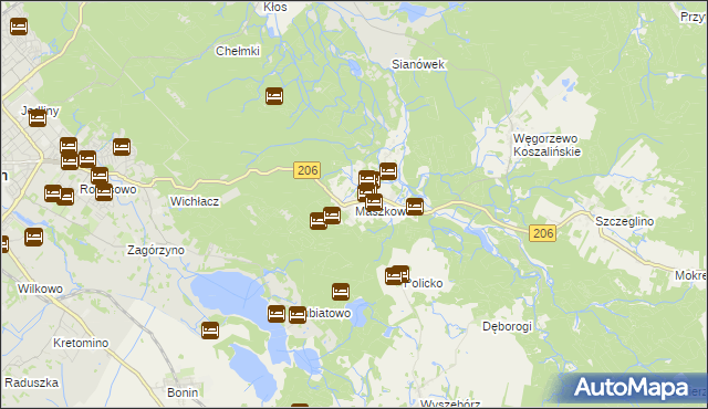 mapa Maszkowo gmina Sianów, Maszkowo gmina Sianów na mapie Targeo