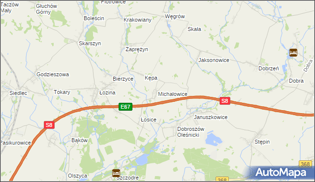 mapa Michałowice gmina Długołęka, Michałowice gmina Długołęka na mapie Targeo
